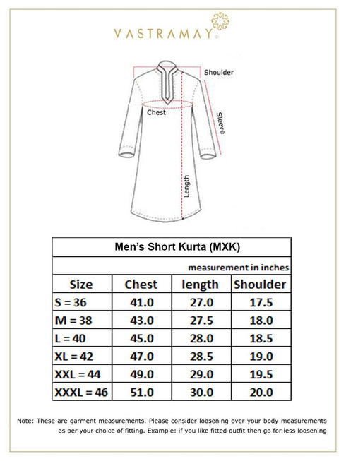 Vastramay Men's Aqua Short Cotton Kurta